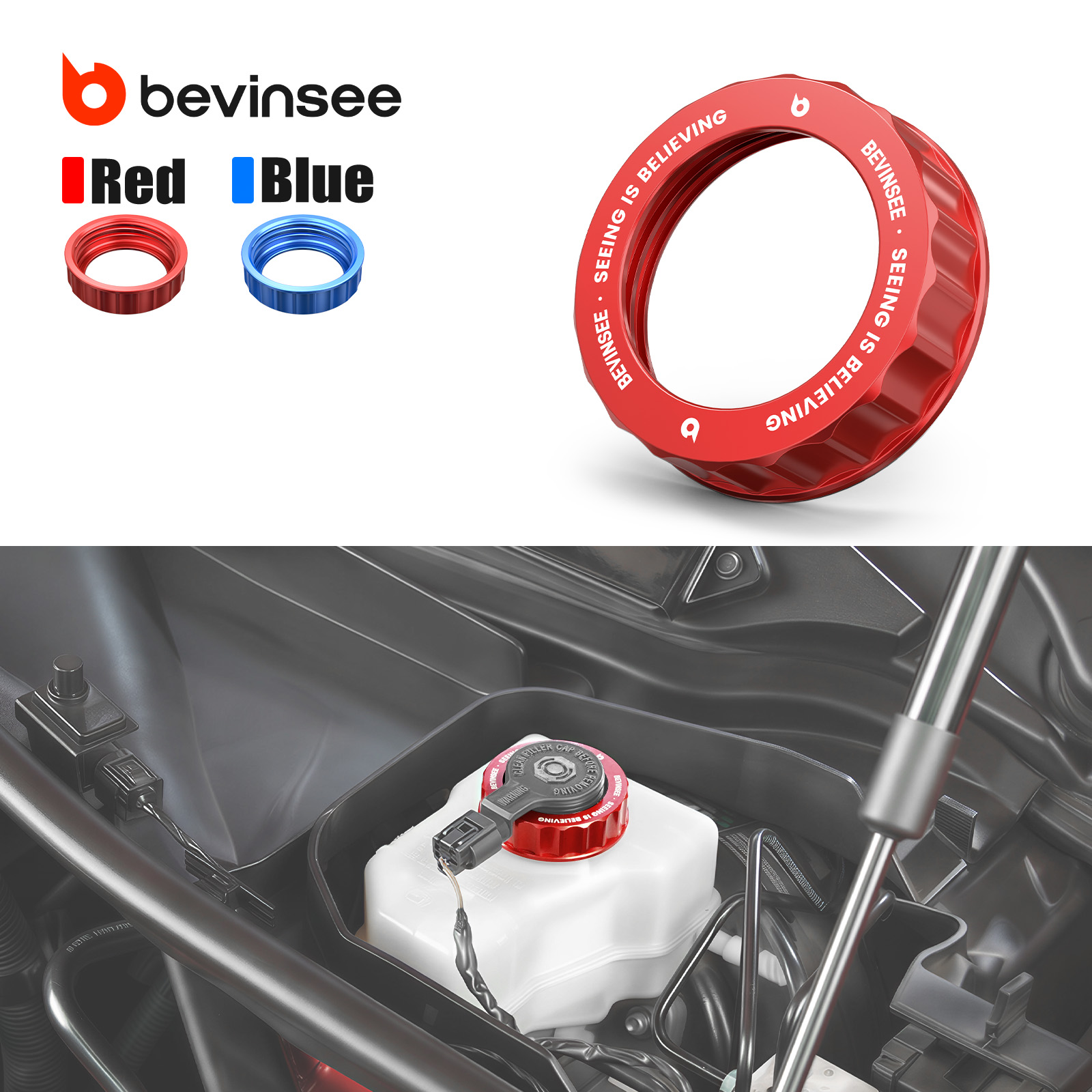 Brake Fluid - BEVINSEE Aluminum Brake Fluid Reservoir Cap